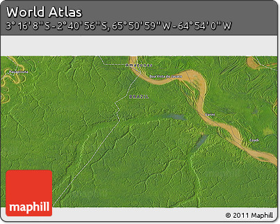 Satellite 3D Map of the Area around 2° 58' 32" S, 65° 22' 30" W