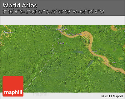Satellite 3D Map of the Area around 2° 58' 32" S, 65° 22' 30" W