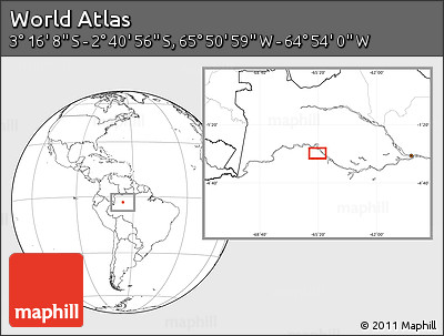 Blank Location Map of the Area around 2° 58' 32" S, 65° 22' 30" W