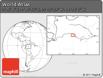 Blank Location Map of the Area around 2° 58' 32" S, 65° 22' 30" W