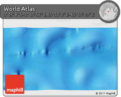 Shaded Relief 3D Map of the Area around 2° 58' 32" S, 66° 22' 30" E