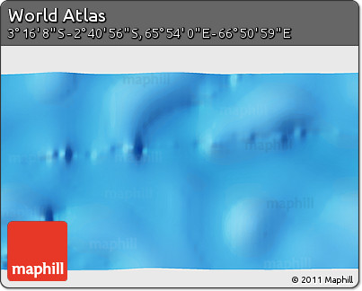 Shaded Relief 3D Map of the Area around 2° 58' 32" S, 66° 22' 30" E