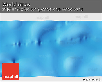 Shaded Relief 3D Map of the Area around 2° 58' 32" S, 66° 22' 30" E
