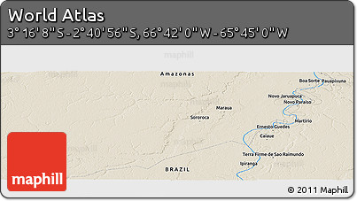 Shaded Relief Panoramic Map of the Area around 2° 58' 32" S, 66° 13' 29" W