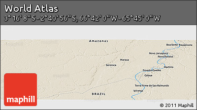 Shaded Relief Panoramic Map of the Area around 2° 58' 32" S, 66° 13' 29" W