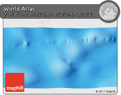 Shaded Relief 3D Map of the Area around 2° 58' 32" S, 67° 13' 29" E