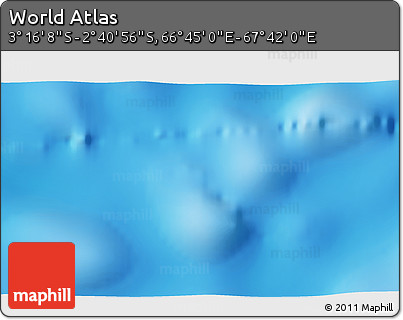 Shaded Relief 3D Map of the Area around 2° 58' 32" S, 67° 13' 29" E