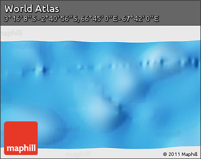 Shaded Relief 3D Map of the Area around 2° 58' 32" S, 67° 13' 29" E