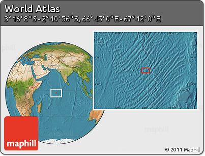 Satellite Location Map of the Area around 2° 58' 32" S, 67° 13' 29" E