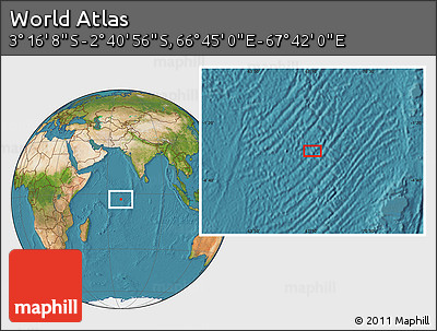 Satellite Location Map of the Area around 2° 58' 32" S, 67° 13' 29" E