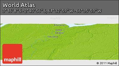 Physical Panoramic Map of the Area around 2° 58' 32" S, 67° 4' 29" W
