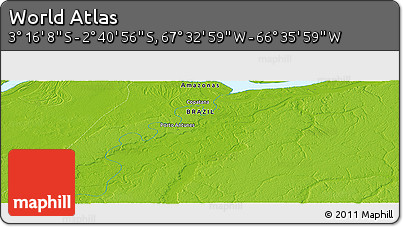 Physical Panoramic Map of the Area around 2° 58' 32" S, 67° 4' 29" W