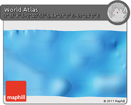 Shaded Relief 3D Map of the Area around 2° 58' 32" S, 68° 55' 30" E