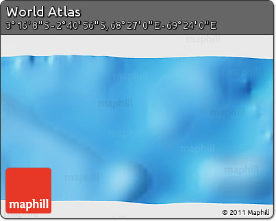 Shaded Relief 3D Map of the Area around 2° 58' 32" S, 68° 55' 30" E