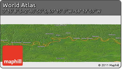 Satellite Panoramic Map of the Area around 2° 58' 32" S, 68° 46' 30" W