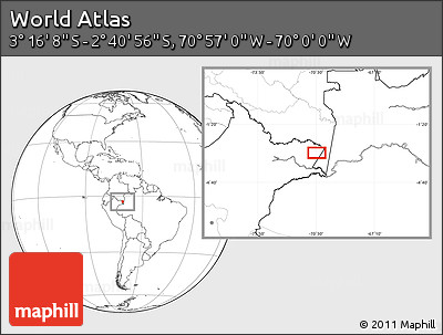 Blank Location Map of the Area around 2° 58' 32" S, 70° 28' 29" W