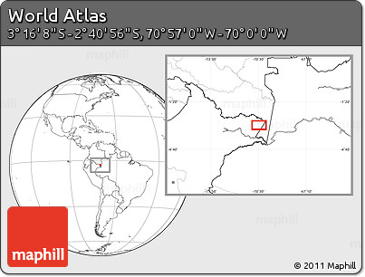 Blank Location Map of the Area around 2° 58' 32" S, 70° 28' 29" W