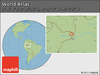 Savanna Style Location Map of the Area around 2° 58' 32" S, 70° 28' 29" W