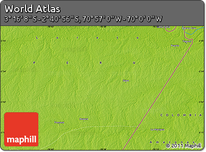 Physical Map of the Area around 2° 58' 32" S, 70° 28' 29" W
