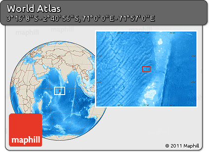 Shaded Relief Location Map of the Area around 2° 58' 32" S, 71° 28' 29" E
