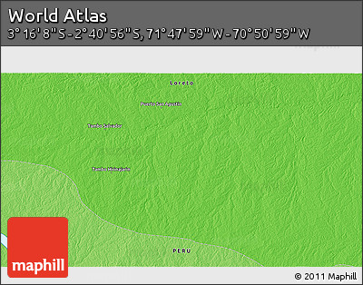 Political 3D Map of the Area around 2° 58' 32" S, 71° 19' 29" W