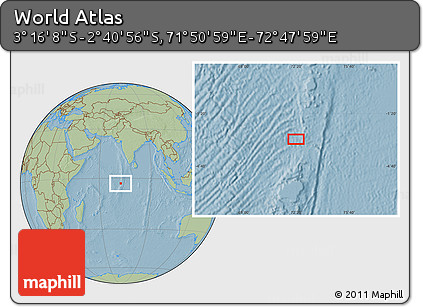 Savanna Style Location Map of the Area around 2° 58' 32" S, 72° 19' 29" E, hill shading