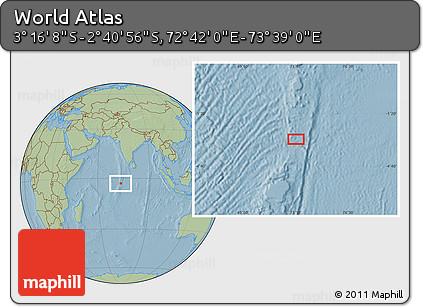 Savanna Style Location Map of the Area around 2° 58' 32" S, 73° 10' 30" E, hill shading
