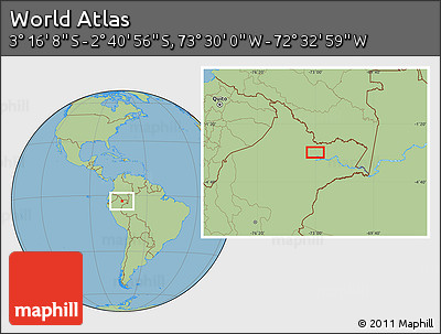 Savanna Style Location Map of the Area around 2° 58' 32" S, 73° 1' 30" W