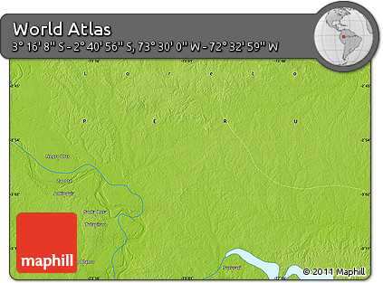 Physical Map of the Area around 2° 58' 32" S, 73° 1' 30" W
