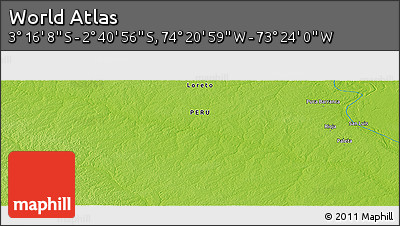 Physical Panoramic Map of the Area around 2° 58' 32" S, 73° 52' 30" W