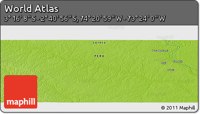 Physical Panoramic Map of the Area around 2° 58' 32" S, 73° 52' 30" W