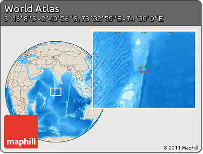 Shaded Relief Location Map of the Area around 2° 58' 32" S, 74° 1' 30" E