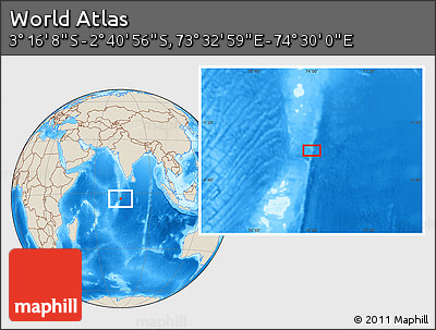 Shaded Relief Location Map of the Area around 2° 58' 32" S, 74° 1' 30" E