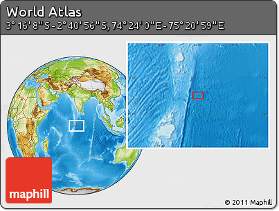 Physical Location Map of the Area around 2° 58' 32" S, 74° 52' 30" E