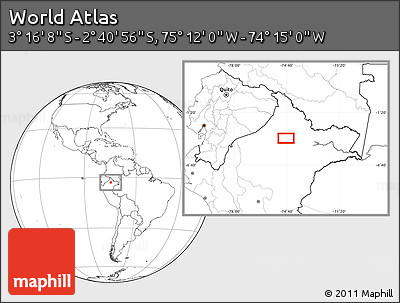 Blank Location Map of the Area around 2° 58' 32" S, 74° 43' 29" W