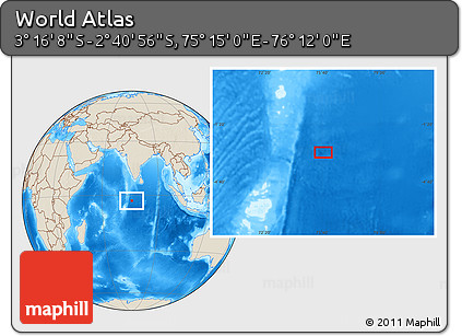 Shaded Relief Location Map of the Area around 2° 58' 32" S, 75° 43' 29" E