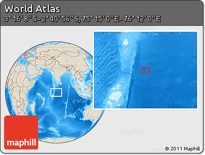 Shaded Relief Location Map of the Area around 2° 58' 32" S, 75° 43' 29" E
