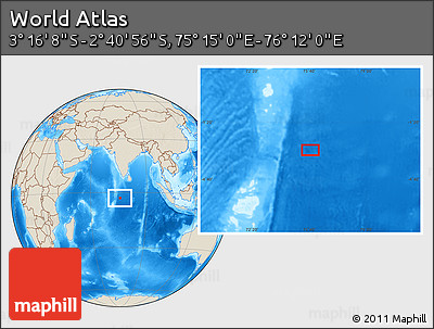 Shaded Relief Location Map of the Area around 2° 58' 32" S, 75° 43' 29" E