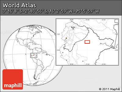 Blank Location Map of the Area around 2° 58' 32" S, 75° 34' 29" W
