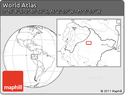 Blank Location Map of the Area around 2° 58' 32" S, 75° 34' 29" W