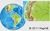 Physical Location Map of the area around 2° 58' 32" S, 75° 34' 29" W