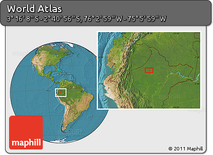 Satellite Location Map of the Area around 2° 58' 32" S, 75° 34' 29" W