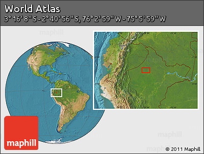 Satellite Location Map of the Area around 2° 58' 32" S, 75° 34' 29" W