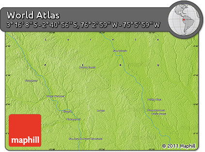 Physical Map of the Area around 2° 58' 32" S, 75° 34' 29" W