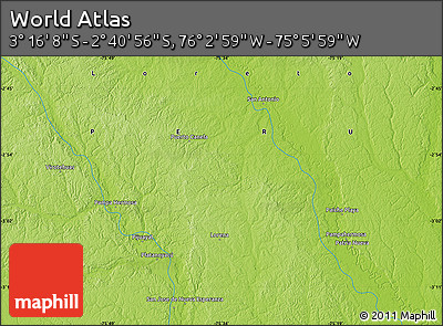 Physical Map of the Area around 2° 58' 32" S, 75° 34' 29" W