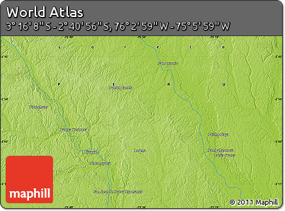 Physical Map of the Area around 2° 58' 32" S, 75° 34' 29" W