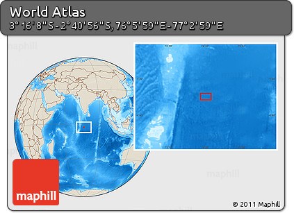 Shaded Relief Location Map of the Area around 2° 58' 32" S, 76° 34' 29" E