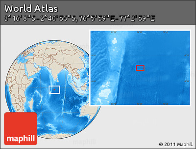 Shaded Relief Location Map of the Area around 2° 58' 32" S, 76° 34' 29" E