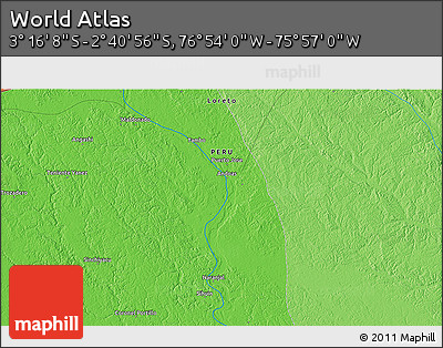 Political 3D Map of the Area around 2° 58' 32" S, 76° 25' 30" W