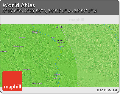 Political 3D Map of the Area around 2° 58' 32" S, 76° 25' 30" W